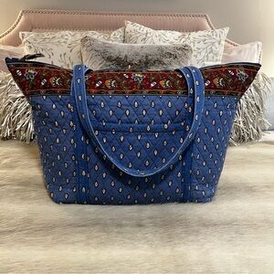 Vintage VERA BRADLEY French Blue 1999 Miller Bag Carryon 2 Handle Zipper Yellow